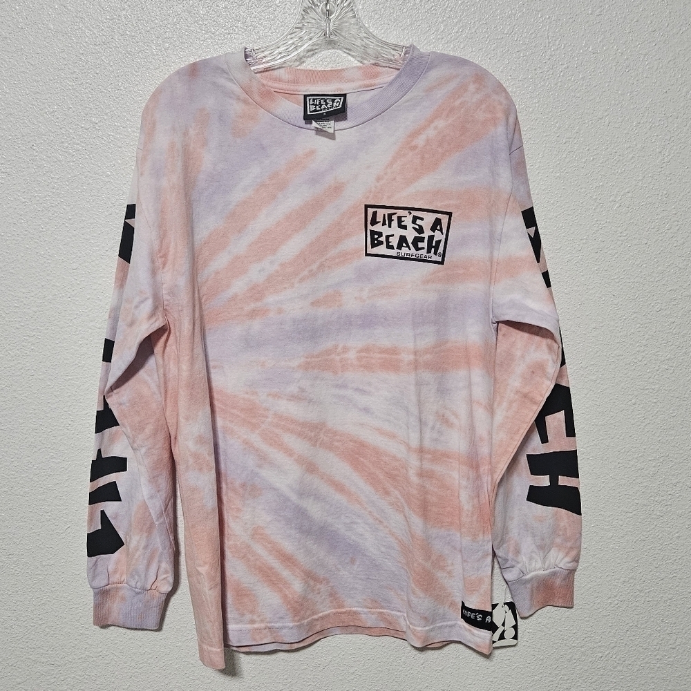 NWT Mens Life's  a beach tie dye long sleeve shirt size small